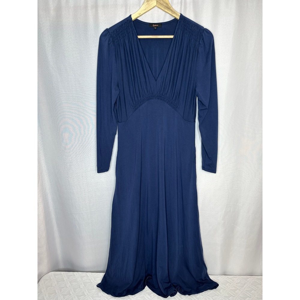 Quince Tencel Jersey V-Neck Midi Dress, MEDIUM Minimalist City Capsule Pockets